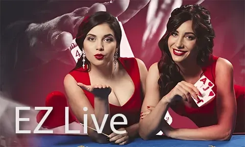Live Blackjack table with a dealer and cards